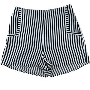 Leith Striped Shorts Womens Small Black White High Waist Mod Nautical Sailor